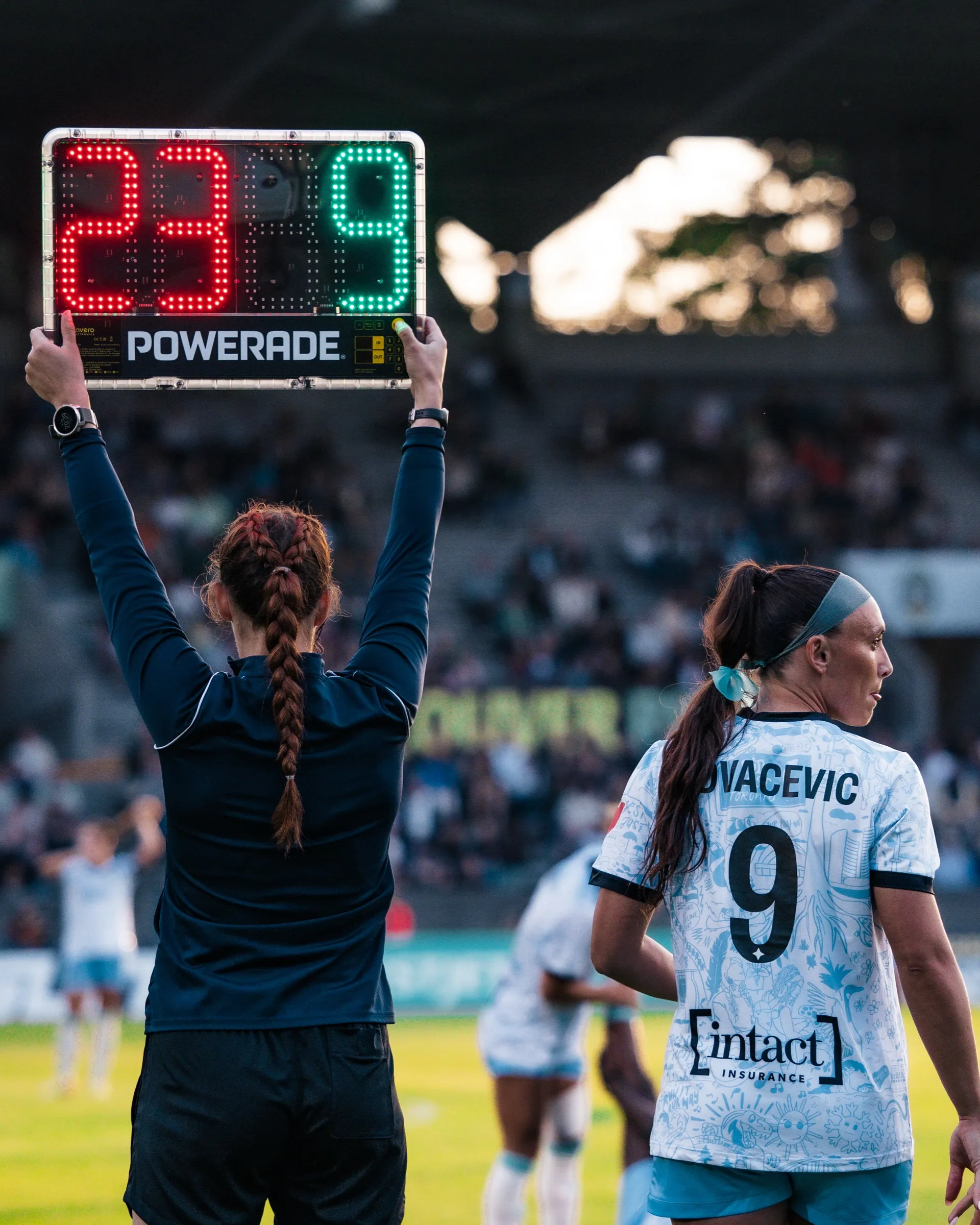 Jade, number 9, coming on as a substitute